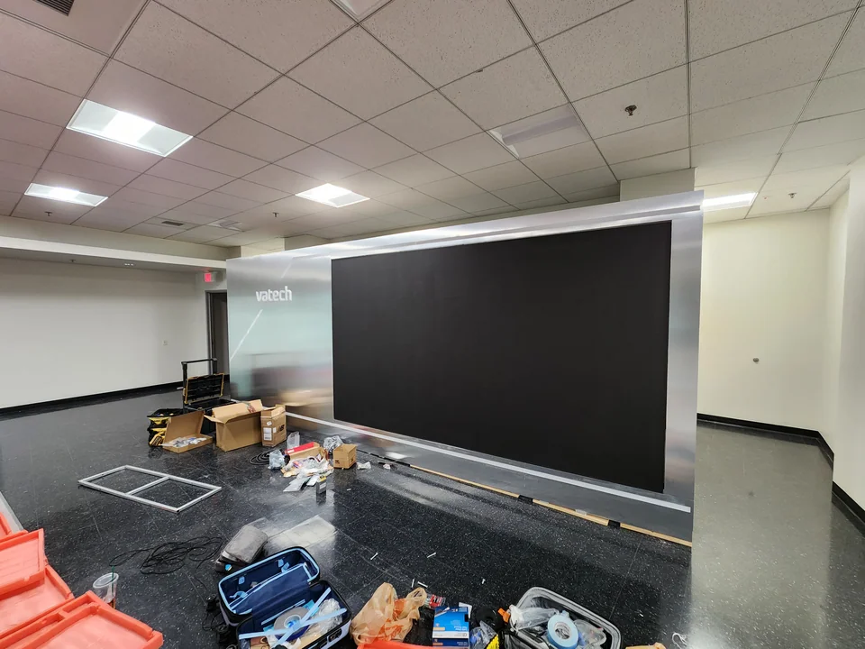 The LED display in place during installation.