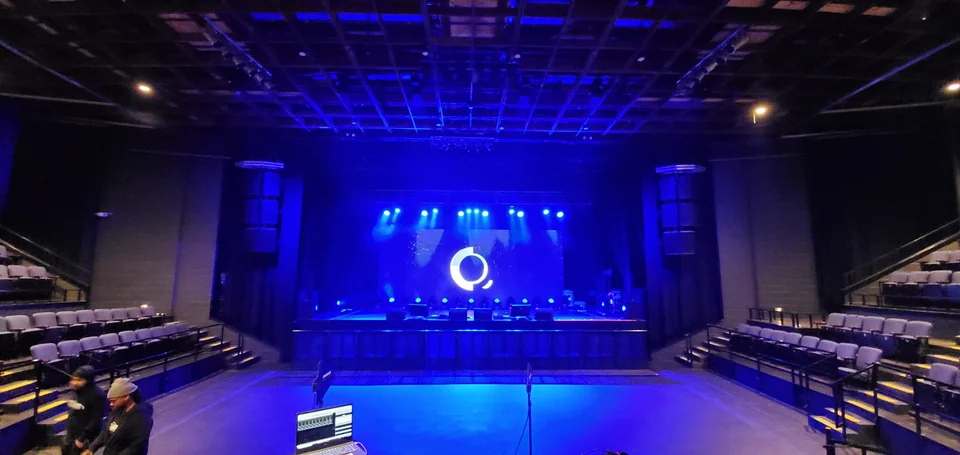 The stage and display before the audience arrives.