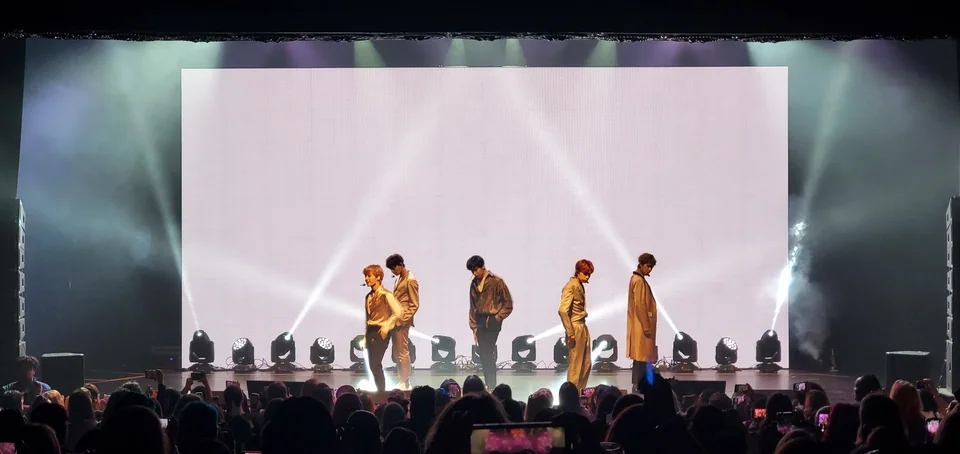 A closer view of the performance and LED backdrop.