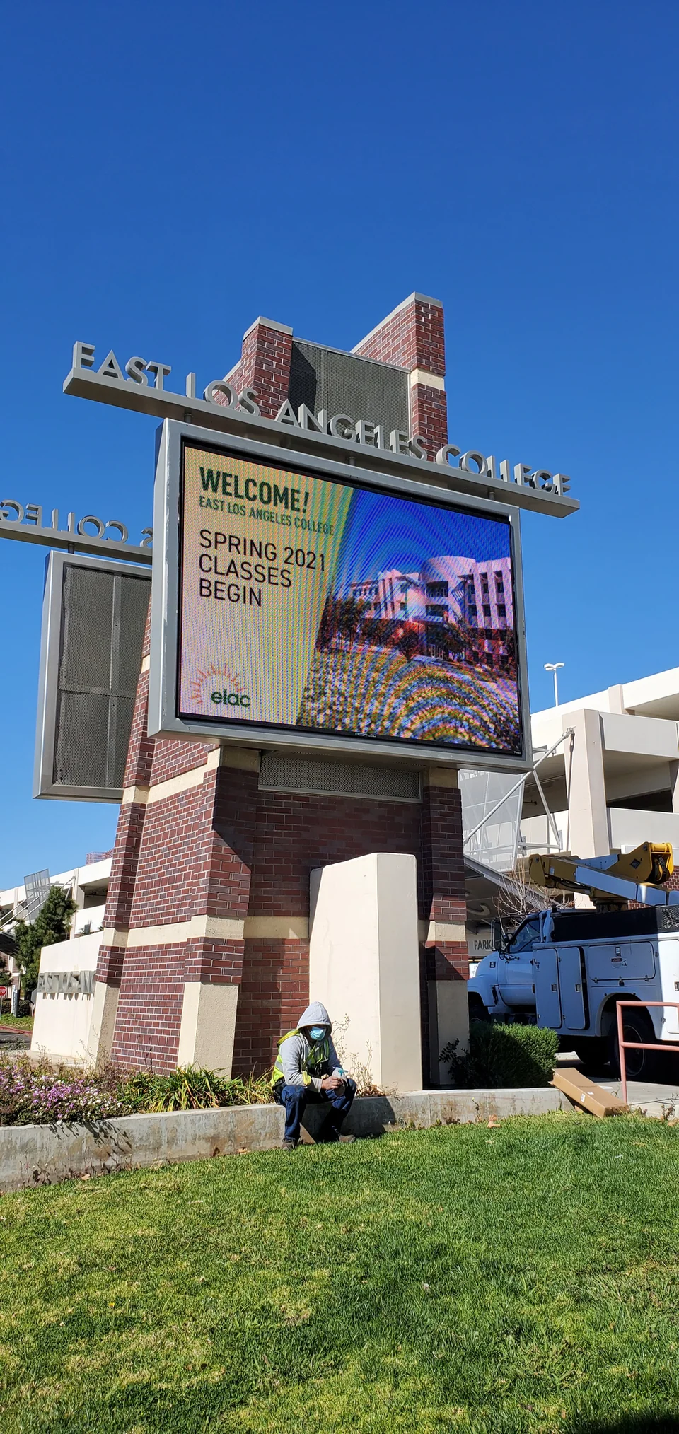 Outdoor LED monument sign at East Los Angeles College