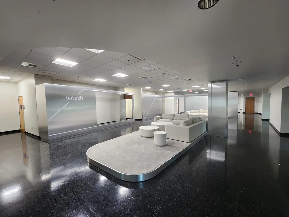 The lounge and wall area before installation.